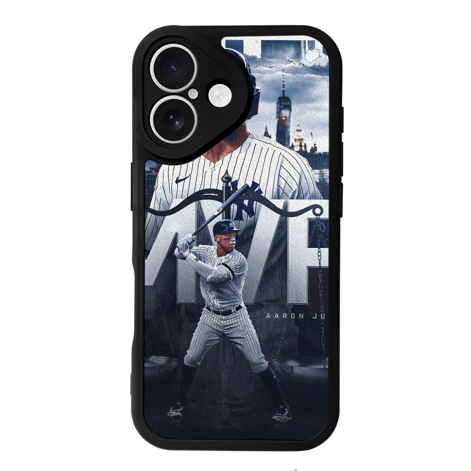 Aaron Judge MVP IPhone 16 Silicone Leather Case – UV Print, Lambskin Texture – Perfect Fit, Wireless Charging Compatible, Scratch Resistant, Precise Cutouts – Stylish Protection For IPhone 16